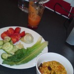 Channa dal, salad and carrot juice