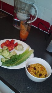 Channa dal, salad and carrot juice