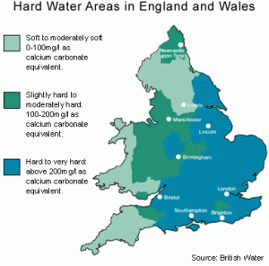 Hard water map of the UK