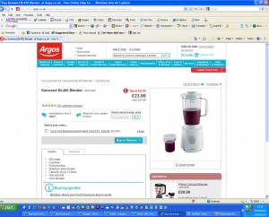 False advertising on the Argos website of the Kenwood BL450 Blender shown with mill