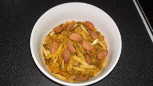 Moong Dal Chilka, Lemon Zest and Almonds