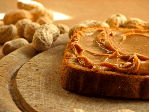 Peanut butter on wholemeal bread