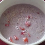 Quinoa, coconut milk, strawberries, raspberries and agave nectar