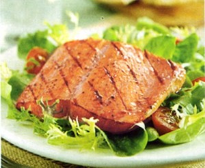 Salmon with salad