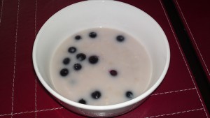 Buckwheat, rice milk, blueberries and agave nectar