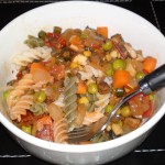 Orgainc wheat free pasta with vegetable fry-up