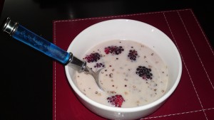 Inca red quinoa, blackberries, coconut milk and agave nectar