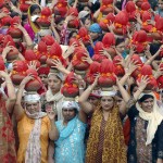 Sindhis at a religious procession in Ahmadabad India at the end of Chaliho Sahib - a 40 day fast of gratitude