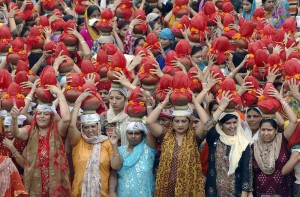 Sindhis at a religious procession in Ahmadabad India at the end of Chaliho Sahib - a 40 day fast of gratitude