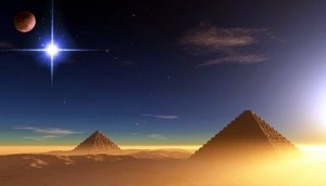 The Dog Star Sirius over the pyramids of Egypt