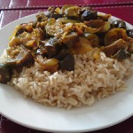 Wholegrain basmati rice with vegetable curry
