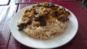 Wholegrain basmati rice with vegetable curry