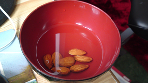 Almonds soaked in water