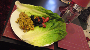 Chana dal with bhaingan and salad