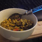 Chana dal with eggplant