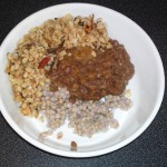 White dal, brown lentils and buckwheat