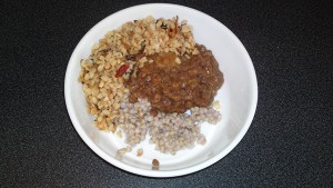 White dal, brown lentils and buckwheat